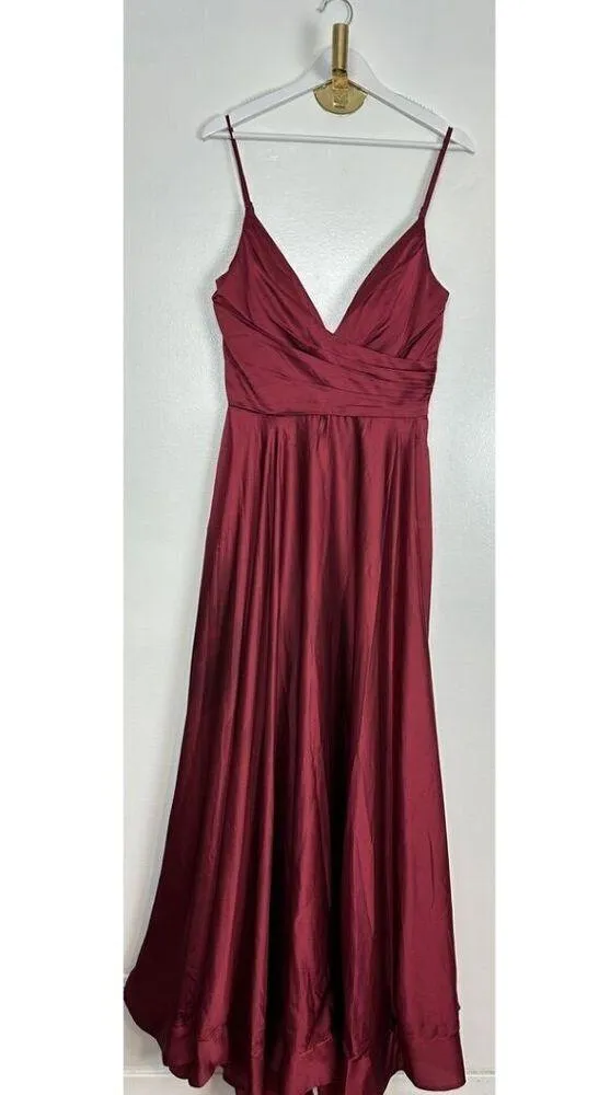 LA FEMME Satin Ballgown in Wine Size US 10 - Image 4