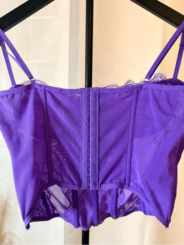 Urban Outfitters Out From Under Lace Purple Underwire Corset Top Bustier Coquett - Image 9