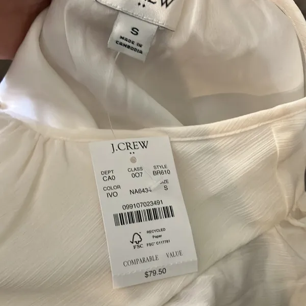 J. Crew Womens white flutter sleeve key-hole blouse - Image 8