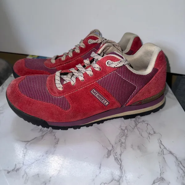 Merrell Solo Origin Sneakers Women 8 Red Suede Granola Mesh Hiking Trail Running - Image 2