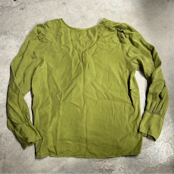 Joie Embroidered Florall V Neck Long Sleeve Blouse Green Size Medium - Image 6