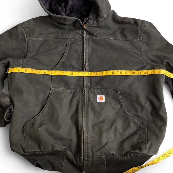Carhartt Mens J244 MOS Canvas Full Zip Jacket Quilted Lining Insulated Green Sz L - Image 3