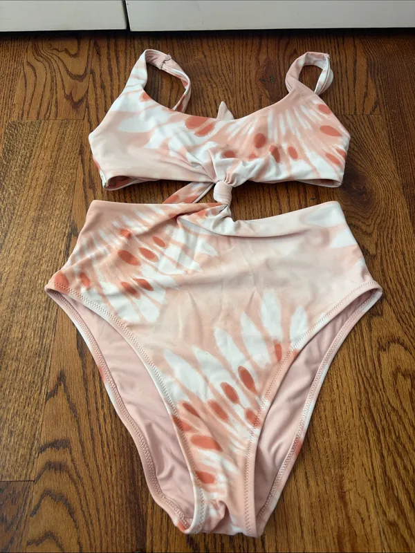 aerie Tie-Dye Cutout One-Piece Swimsuit in Peach Size Medium - Image 2