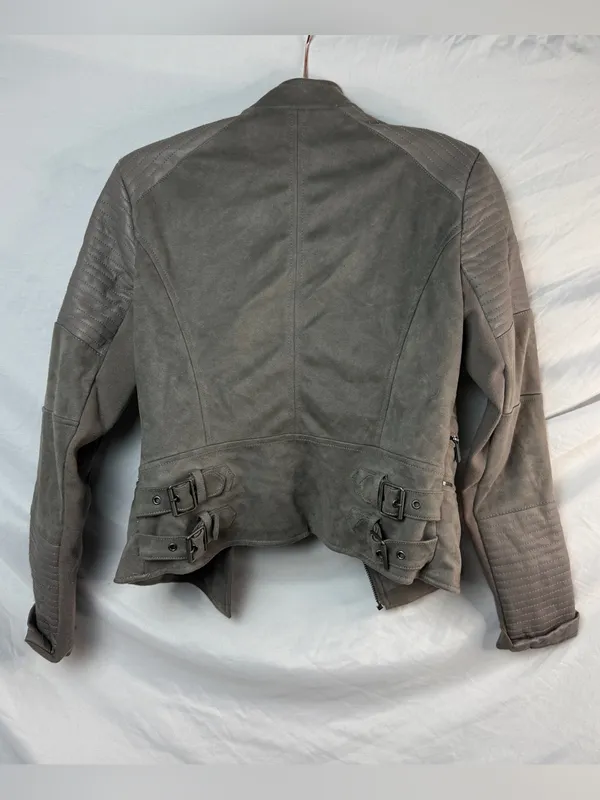 Y2K 2000s BCBGMAXAZRIA gray suede moto jacket - Image 8