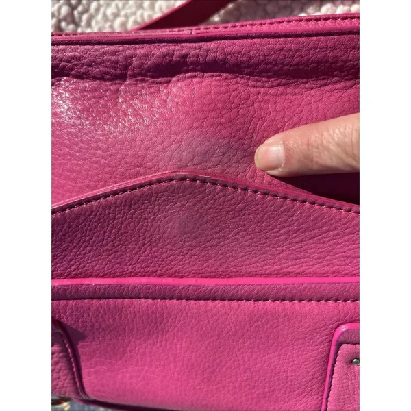 Vince Camuto Pink Pebbled Leather Crossbody Satchel Bag Gold Hardware Top Handle - Image 8