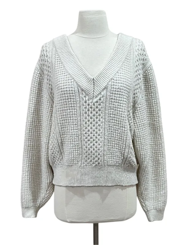H&M Ivory Mixed Texture Cable Knit Sweater Size Medium - Image 4