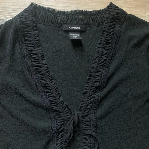 Express Black Ruffled Cardigan M - Image 3