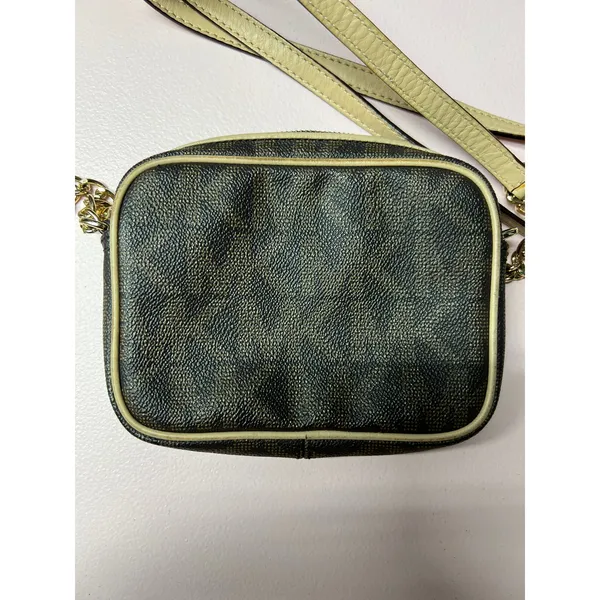 Michael Kors Monogram Small Crossbody Brown Beige Zip Chain Strap Gold Hardware - Image 3