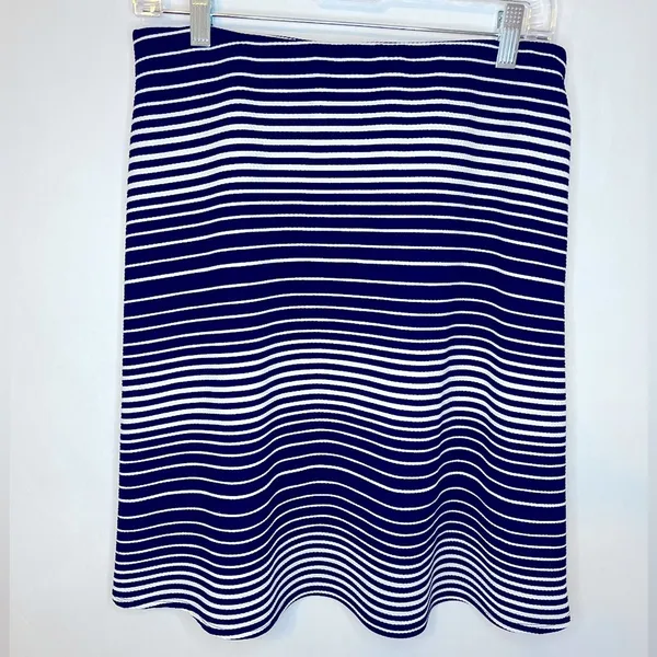 Margaret M Blue and White Striped A-Line Knee-Length Skirt Women’s Size M - Image 2