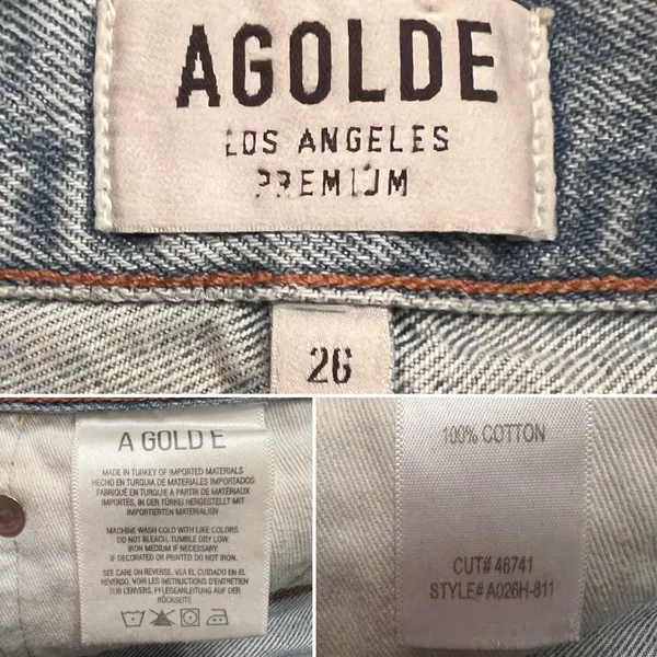 AGOLDE Parker Vintage Distressed Cut Off‎ Denim Shorts in Swapmeet Size 26 - Image 17