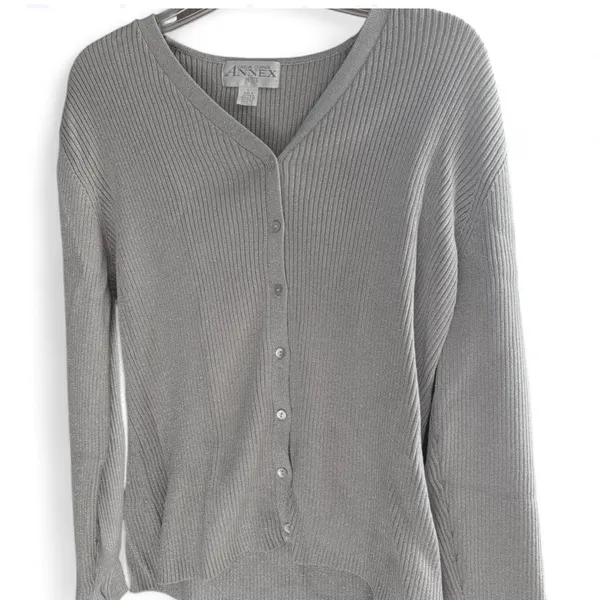 NWT casual corner annex shimmering light gray cardigan - Image 5