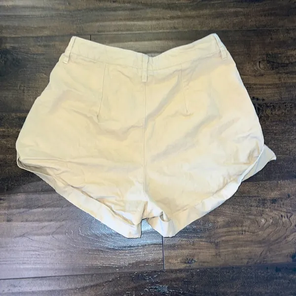 VICI Alamo Cotton High-rise Pleated Khaki Shorts - Image 3
