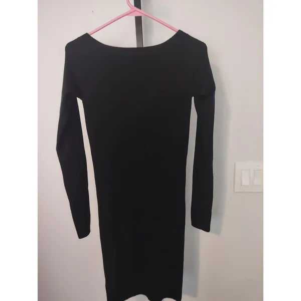 Line And Dot S Ribbed Wool/Rayon Sweater Dress long sleeve black Small - Image 6