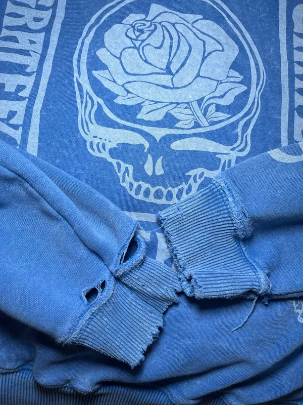 Grateful Dead American Eagle "Seriously Lived-In" Hoodie Washed Blue Women’s XS - Image 6