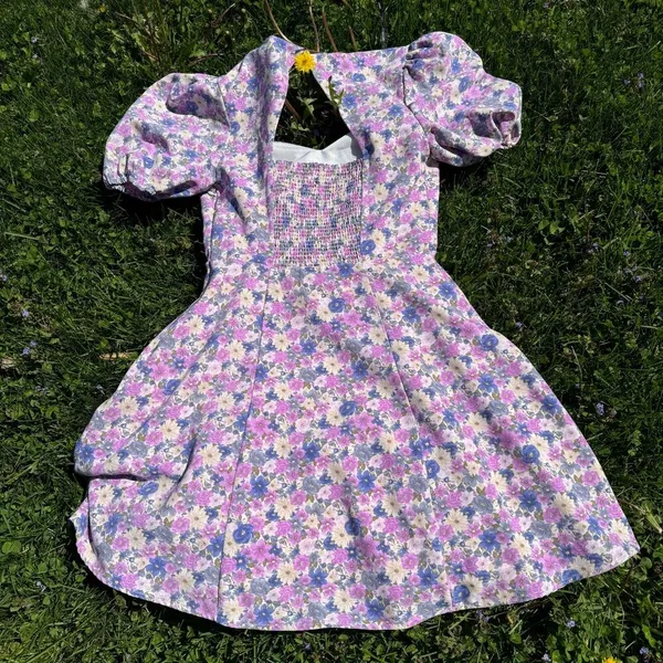 Forever 21 Sweetheart Tea Party Puff Sleeve Purple Dress - Image 4