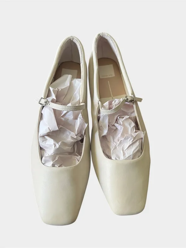 Dolce Vita Reyes Ivory Leather Mary Jane Ballet Flats Women’s Size 12 - Image 9