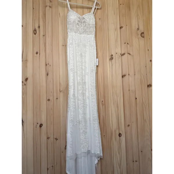 NWT Lulus Momentous Love White Beaded Bustier Mesh Mermaid Maxi Dress Bride XS - Image 3