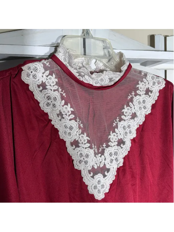 Vintage 70s maxi dress sheer lace neck flutter sleeves Greek Goddess Ren Fair L - Image 10