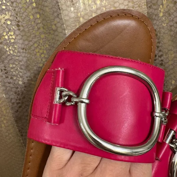 Franco Sarto mandy Slip On Silver Hardware Dark Pink Sandals 8.5 - Image 3