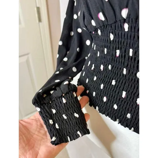 NWT Abercrombie Smocked Waist Polka Dot Blouse sz. S - Image 7