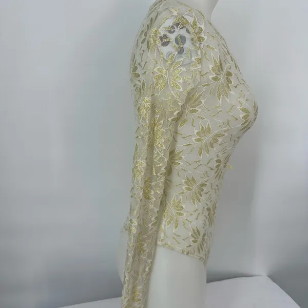 Aria Gold Floral Lace see through Bodysuit - Image 3