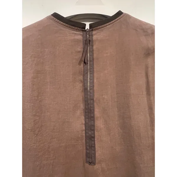 90s Minimalist Linen Blend Utility Shift Dress Khaki Brown Small - Image 6