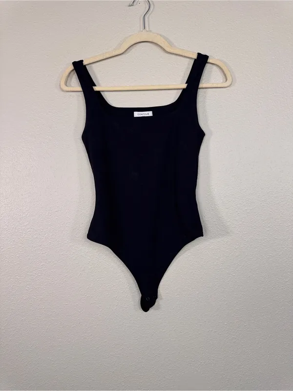 Aritzia Contour Black Square Neck Bodysuit Womens S Minimalist Classic Tank - Image 8