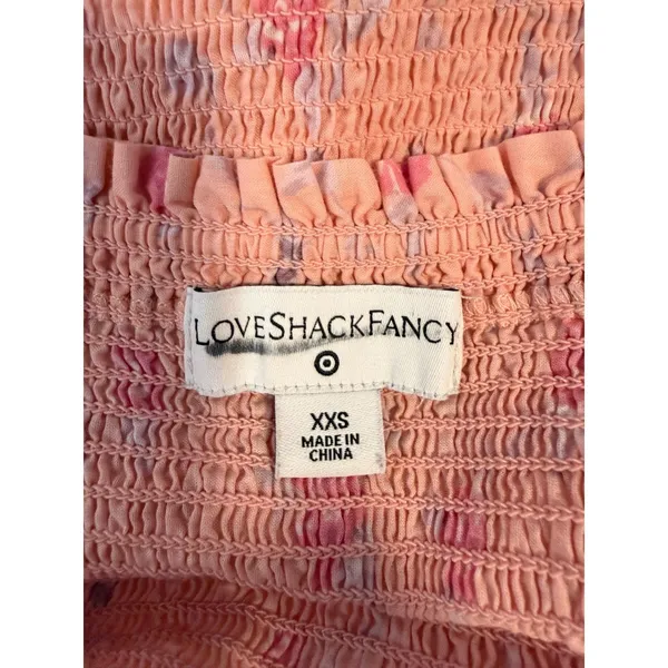 LoveShackFancy Target Pink Floral Smocked Tiered‎ Maxi Dress XXS Cottagecore - Image 7