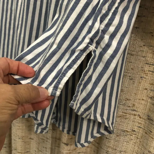 Aerie Blue and White Striped Button-Up Shirt With Pocket - Image 7