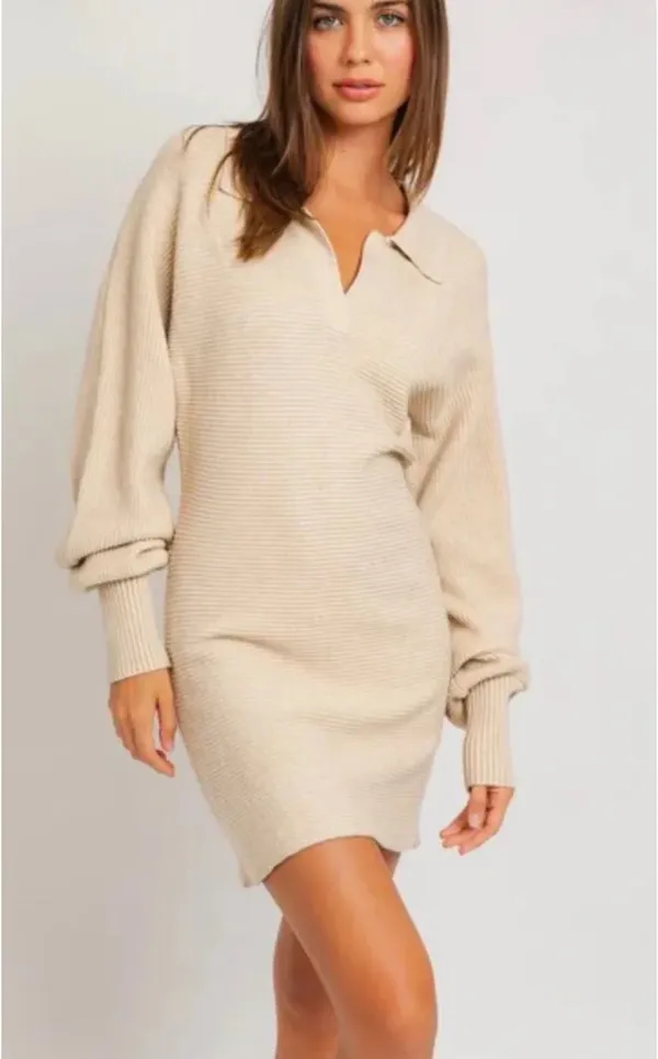 These three boutique fall cream sweater dress - Image 3