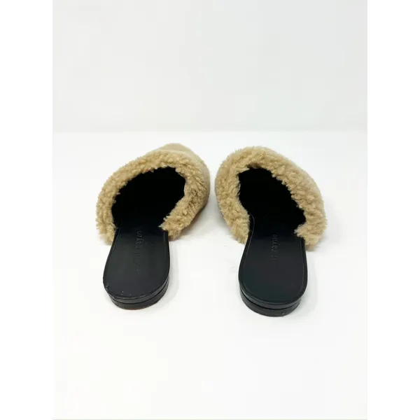 Jenni Kayne Shearling Flat Pointy Toe Mule Slip On Shoe Natural Brown EU 37 - Image 5