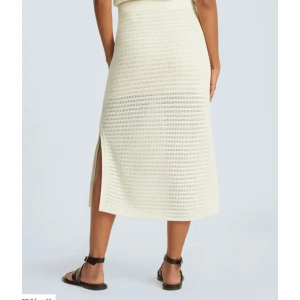 Everlane The Crochet Knit Skirt In Cream White Medium Organic Cotton - Image 2