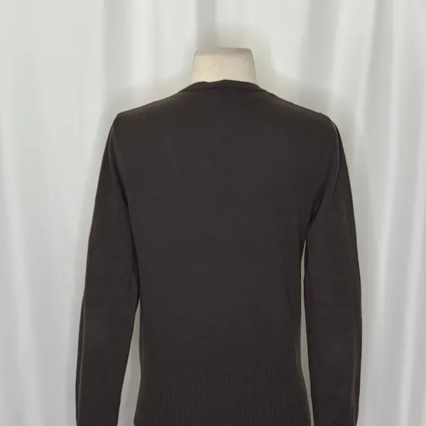UNITED COLORS OF BENETTON Argyle Wool Blend V-Neck Sweater Preppy Size Small - Image 9