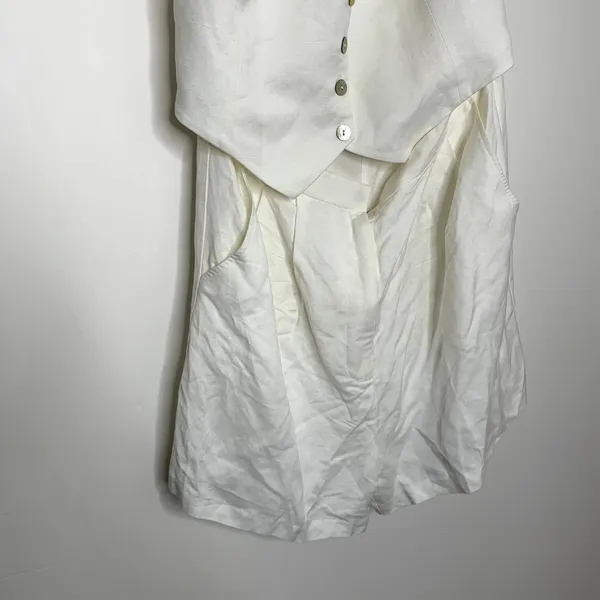 Amanda Uprichard Isadore Romper Linen White Womens XL Revolve - Image 5