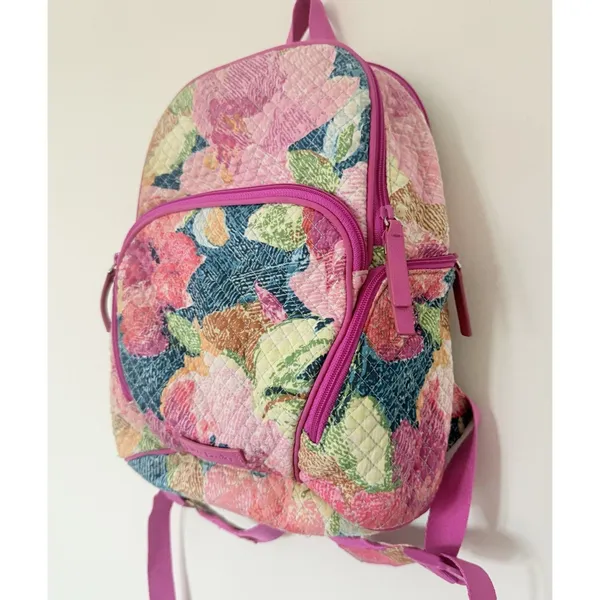 Vera Bradley Iconic Campus Backpack Pink Quilted Floral Backpack - Image 3
