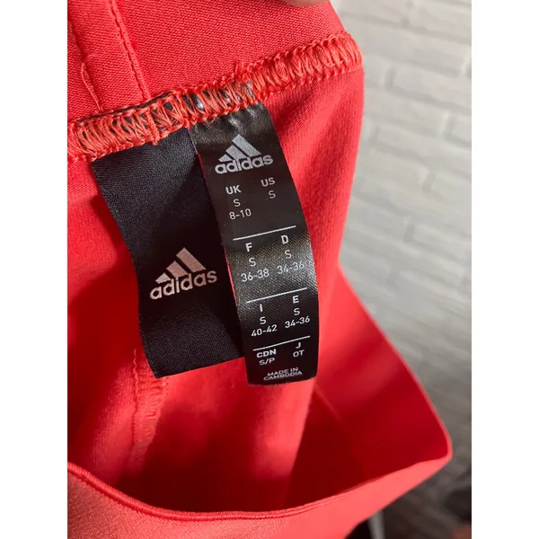 Adidas Bike Shorts Womens Small Red Excellent 3 Stripe High Waist Athletic - Image 5