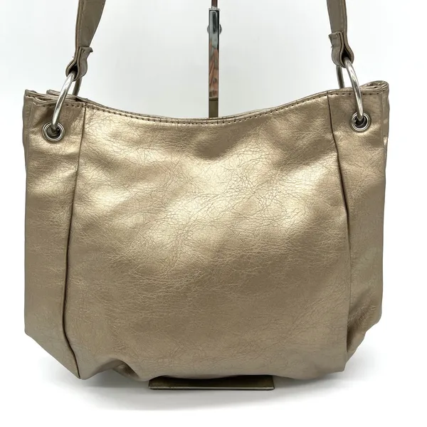Nine West‎ Shoulder Bag Handbag Bronze Gold Metallic Faux Leather Glam Classic - Image 5