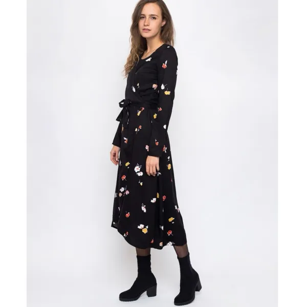 Armedangels Armed Angels Size S Elke Fall Flowers Wrap Midi Dress Floral Print - Image 3