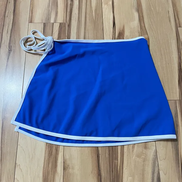 Wilo The Label 2 Pc. Bikini Set Ribbed Bottom With Skirt Cover Up Blue Sz XS - Image 6