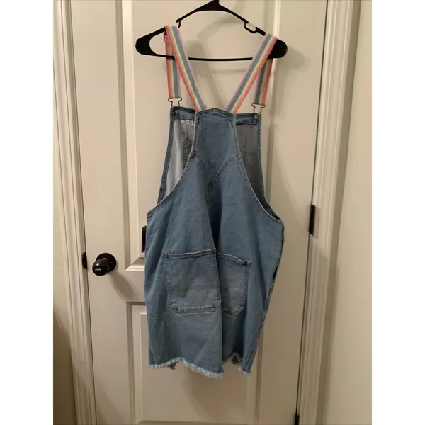 Take Pride Target Women's QUEEN Blue Denim Bib Overalls Rainbow Choose Your Size - Image 5