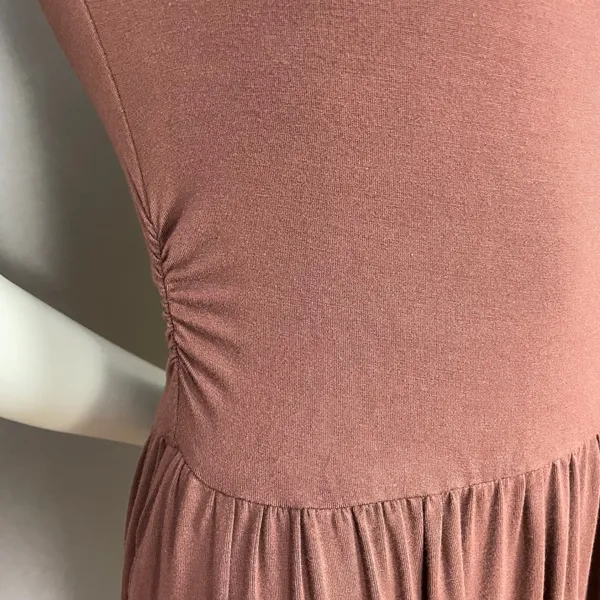 Zesica Dress Off One Shoulder Dropped Waist Brown Clingy Fitted Small Sleeveless - Image 14