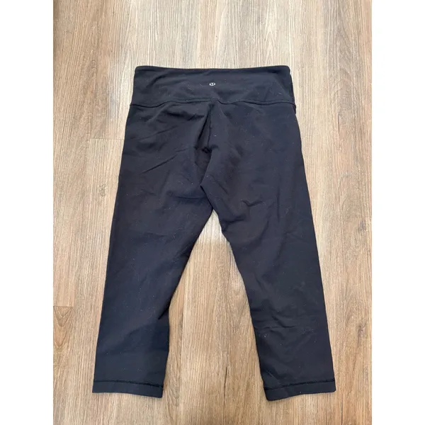 Lululemon Wunder Under Crop Black Yoga Leggings Womens 8 Mid Rise Activewear - Image 2