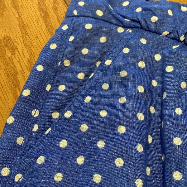 J Crew Linen Polka Dot Lined w Pockets Elasticated Waist Ribbon Tie Skirt 8 - Image 3