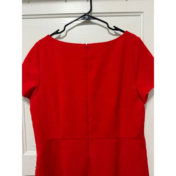 Ann Taylor plus size Red Side Button Sheath Dress Short Sleeve Scoop Neck Lined‎ - Image 7
