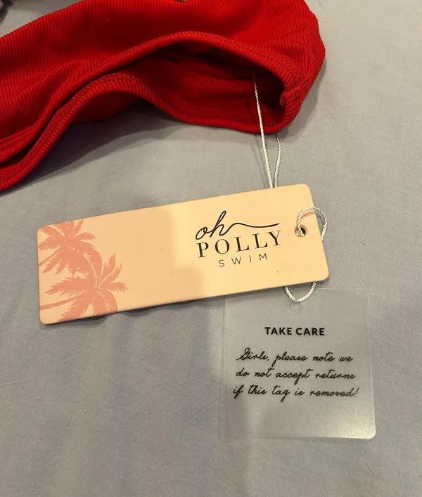Oh Polly Swim Red Bandeau Bikini Top - Image 4