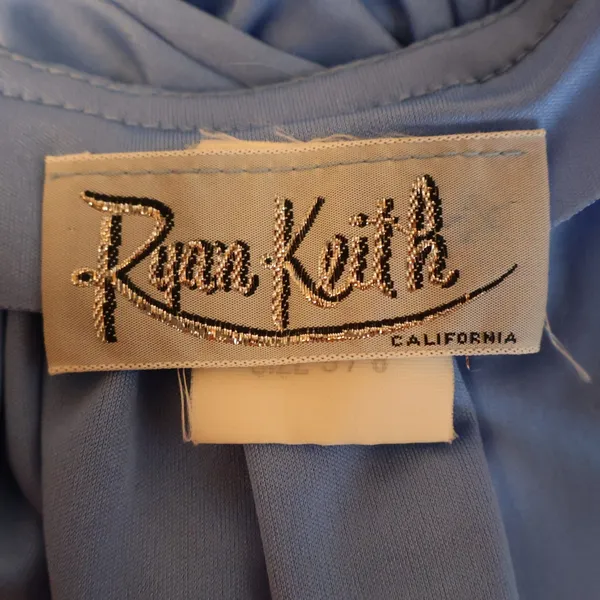 Ryan‎ Keith Vintage 70s Halter Maxi Dress Jacket Womens Size 6 Blue Babydoll Y2K - Image 4