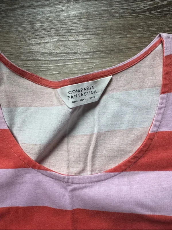 Compania Fantastica Pink and Coral Striped Sleeveless Maxi Dress - Image 2