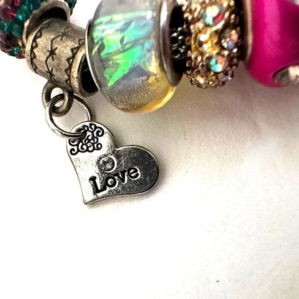 NRQ Avon pink heart tinkerbell rose charm bracelet - Image 3
