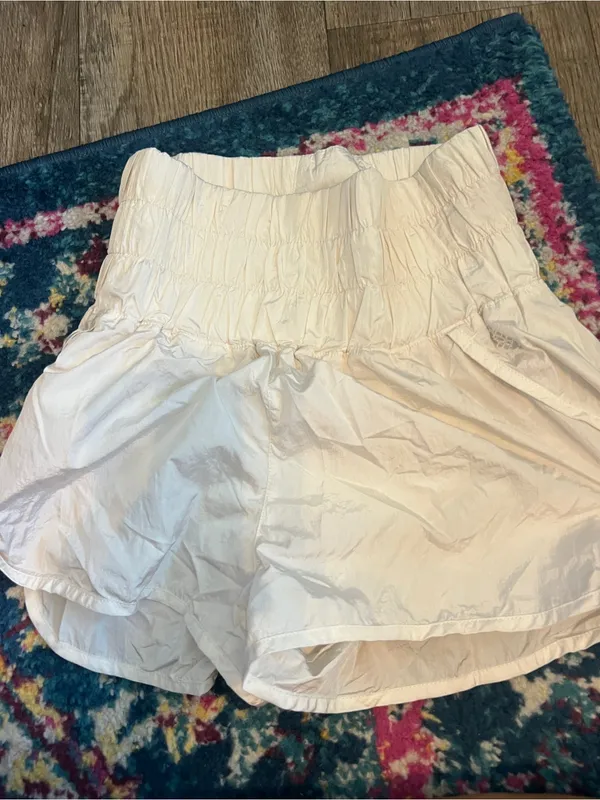 Free people movement Women's High-Waist Cream Smocked Shorts - Image 5
