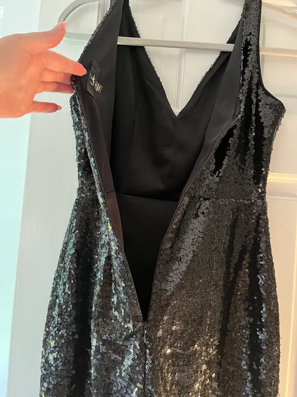 Lulus Black Sequin Homecoming Dress - Image 3